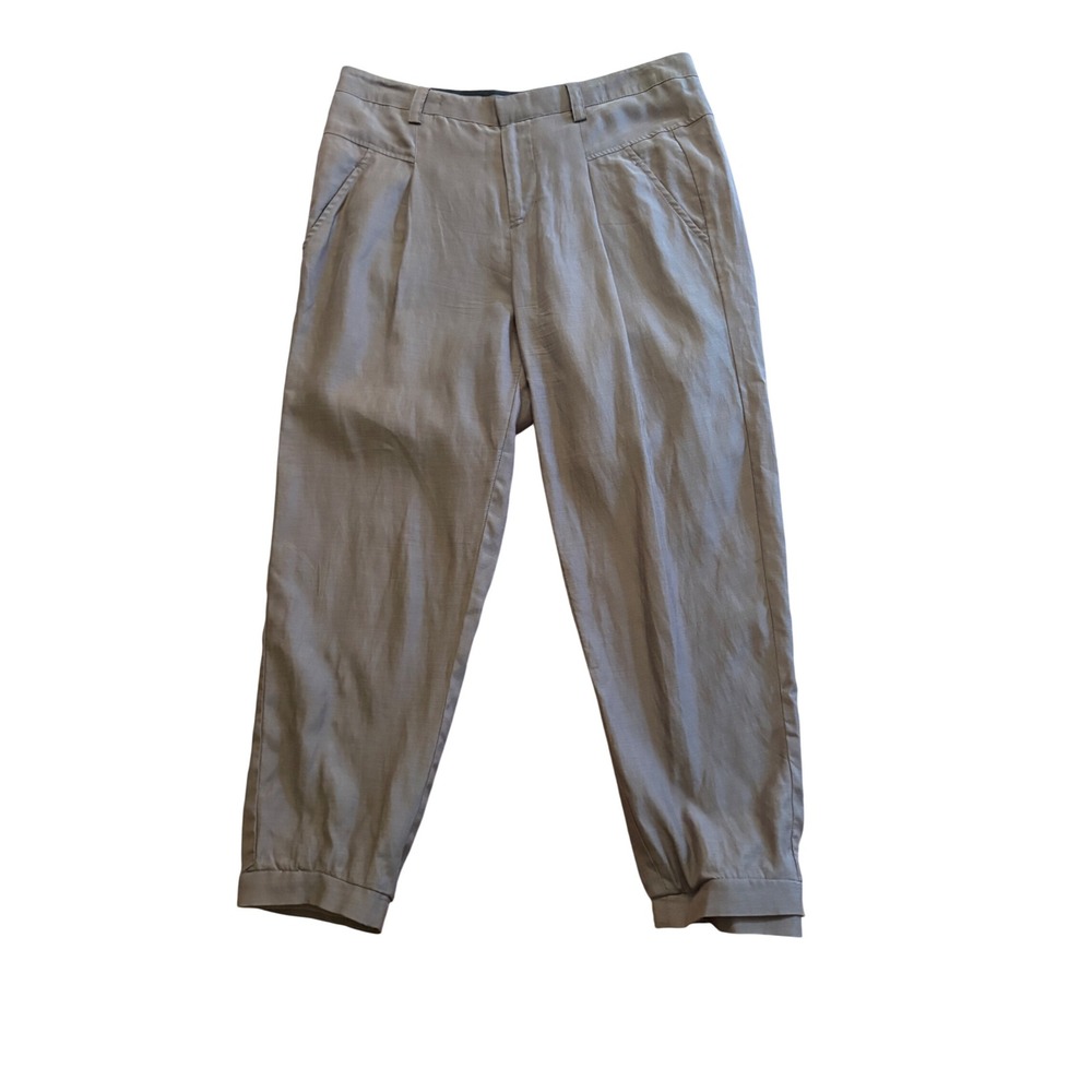 Vince Taupe Brown Bemberg Cotton Cropped Tapered Pants Womens Sz 2 Casual Luxury
